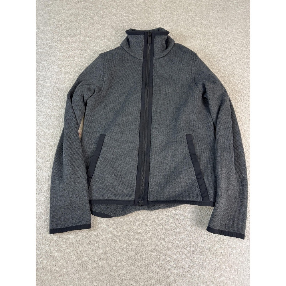 Lululemon Jacket Womens 2 Gray Full Zip High Collar Fleece Lined Textured Knit